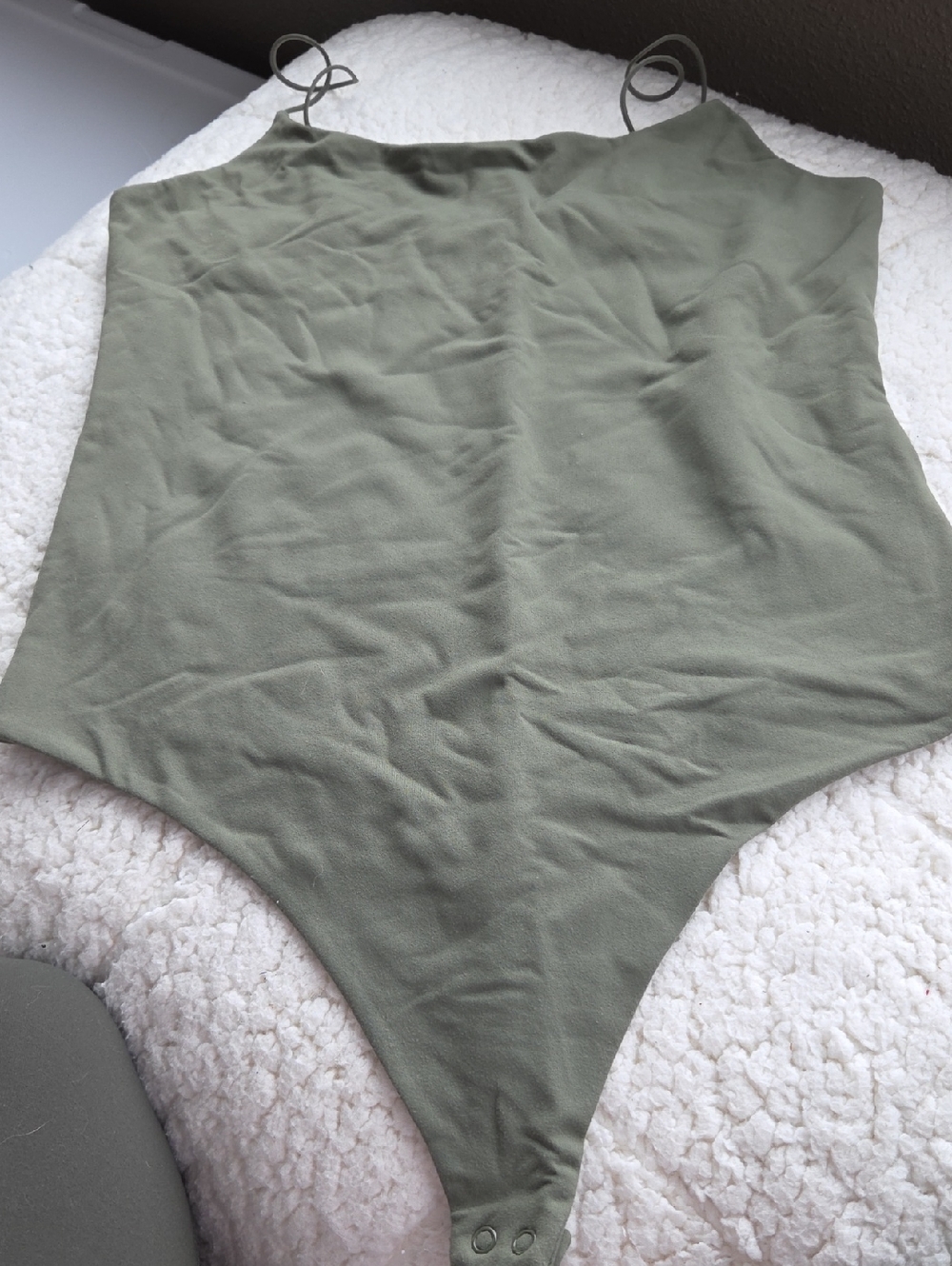 Nuuds Olive Green Women's One-Piece Bodysuit with Spaghetti Straps. NWOT
